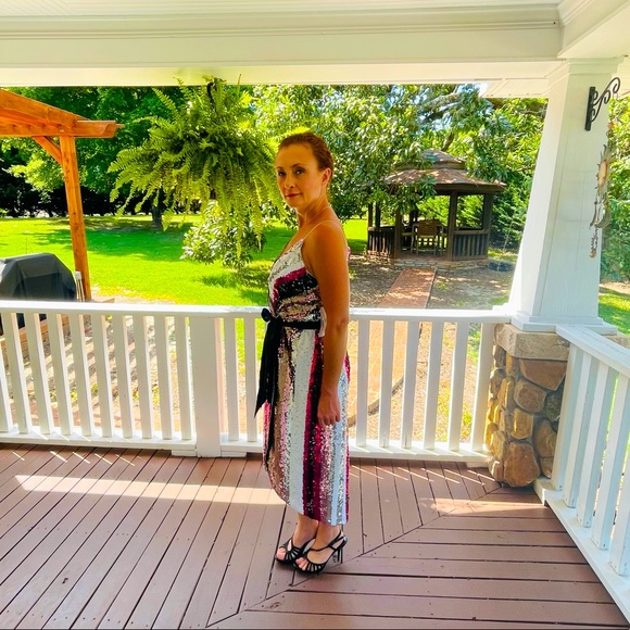 Aidan by Aidan Mattox Sequin Party Midi Wrap Ss 6 - Picture 3 of 15